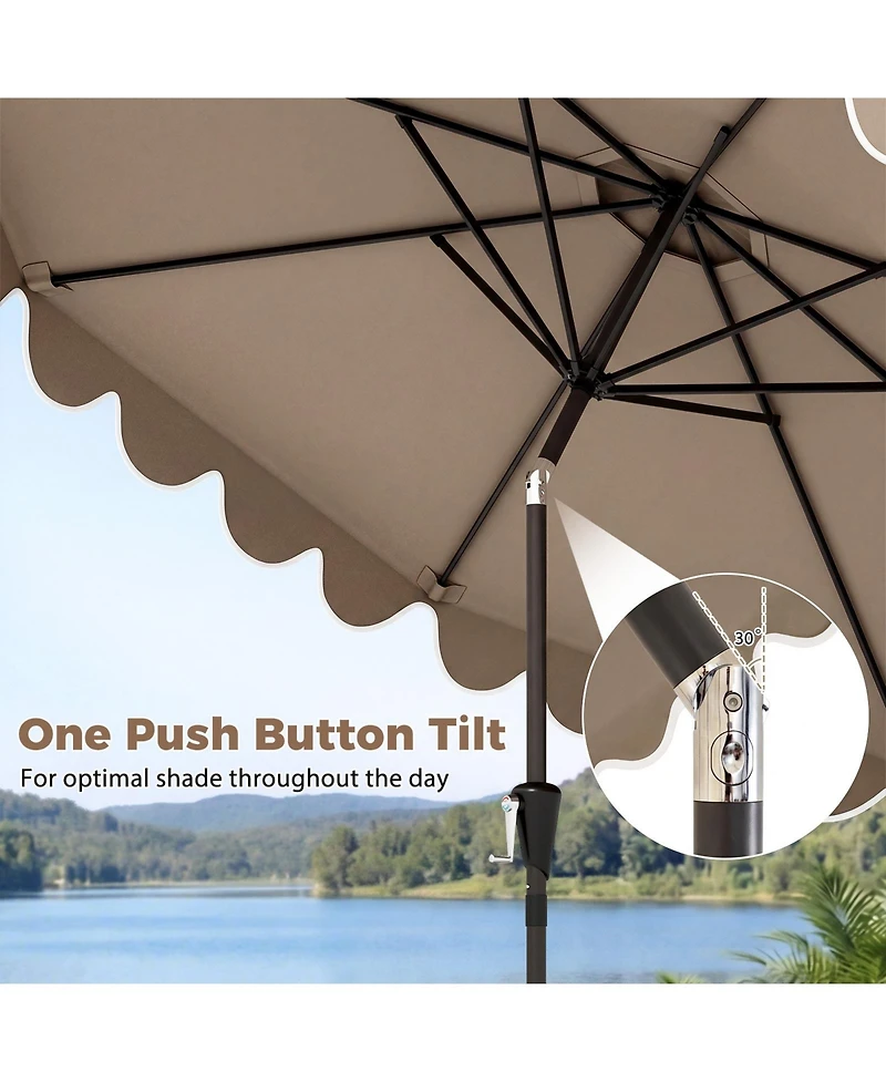Gymax 10 Feet Outdoor Umbrella With Weighted Base Sandbags Push Button Tilt And Crank Patio