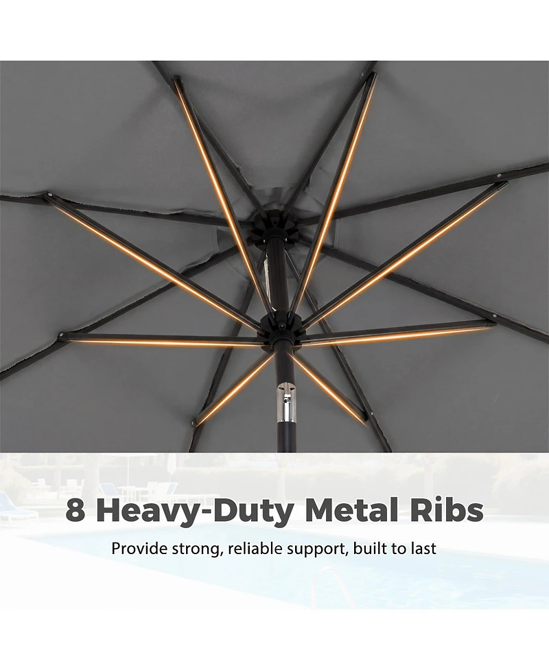 Gymax 10 Feet Outdoor Umbrella With Weighted Base Sandbags Push Button Tilt And Crank Patio