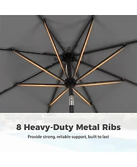 Gymax 10 Feet Outdoor Umbrella With Weighted Base Sandbags Push Button Tilt And Crank Patio