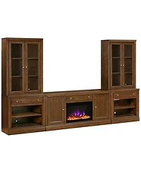 Amren 129" Wood 2 Door Console And Hutches WithFireplace Insert