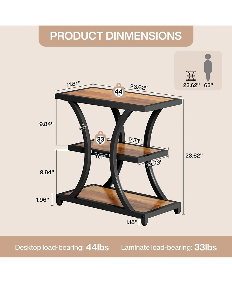 Slickblue 3-Tier End Table with Geometric Design for Living Room