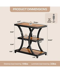 Slickblue 3-Tier End Table with Geometric Design for Living Room