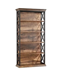 Slickblue Industrial Bookshelf Metal and Wooden Display Shelf