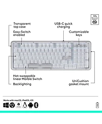 Logitech Alto Keys K98M: Customizable Wireless Mechanical Keyboard, Vibration Absorbing Gasket, Backlit, Bluetooth/Usb-c, Pc/Mac/Laptop.