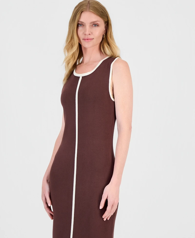 T Tahari Women's Contrast Tipped Midi Bodycon Dress