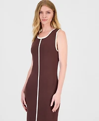 T Tahari Women's Contrast Tipped Midi Bodycon Dress