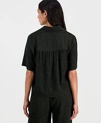 Eileen Fisher Women's Notch-Collar Elbow-Sleeve Shirt
