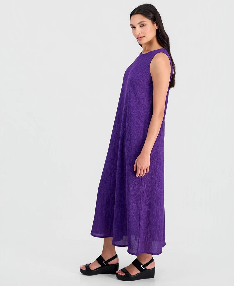 Eileen Fisher Women's Round-Neck Side-Slit Maxi Dress