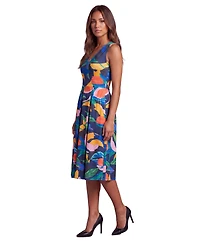 24seven Comfort Apparel Essential Petite Floral Print Midi Dress