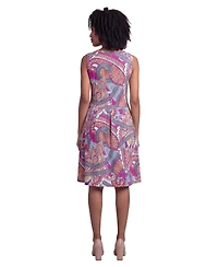 24seven Comfort Apparel Petite Essential Paisley Print Sleeveless Dress
