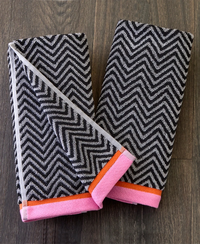 Skl Home Herringbone Border Jacquard 2-Pc.Hand Towel Set
