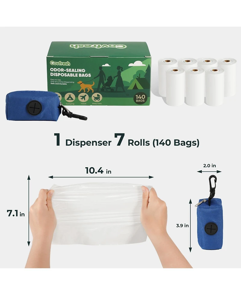 Covfresh Odor-Blocking Dog Poop Bags - Unscented and Durable