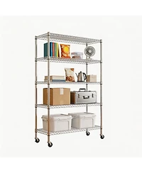 Streamdale Furniture Heavy Duty 5 Tier Wire Shelving Unit with Wheels and Feet