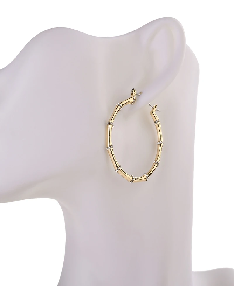 Nicole Miller Gold-Tone Crystal Accents Hoop Earrings