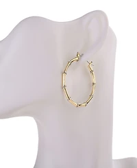 Nicole Miller Gold-Tone Crystal Accents Hoop Earrings