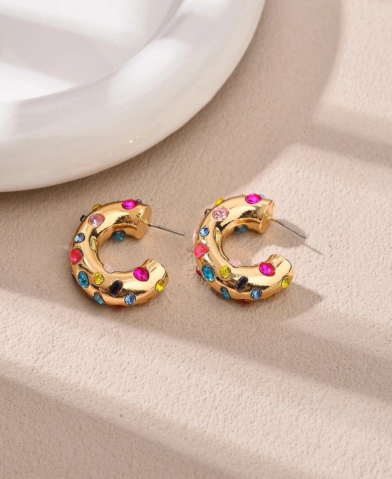 Nicole Miller Gold-Tone Small Hoop Stud Earrings