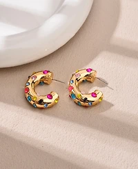 Nicole Miller Gold-Tone Small Hoop Stud Earrings