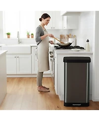 Glad Step Trash Can, Soft Close Lid Bin with Odor Protection, 20 Gallon, Pewter