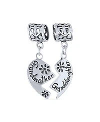 Bling Jewelry Puzzle Split Heart Grandmother Granddaughter Dangle Charm Bead Sterling Silver Fit European Bracelet