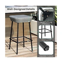 Boyel Living 29.5 Inches Patio Bar Stools Set of 2 with Rattan Seat and Footrest