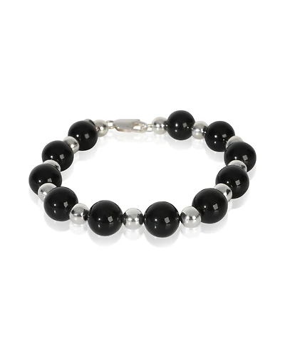 Pre-Owned Tiffany & Co Sterling Silver Onyx Vintage Bead Bracelet