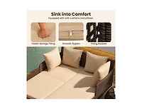 Boyel Living Outdoor Rattan Double Daybed Wicker Chaise Lounge