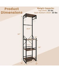 Gouun Freestanding Coat Rack with 4 Storage Shelves and 6 Hooks