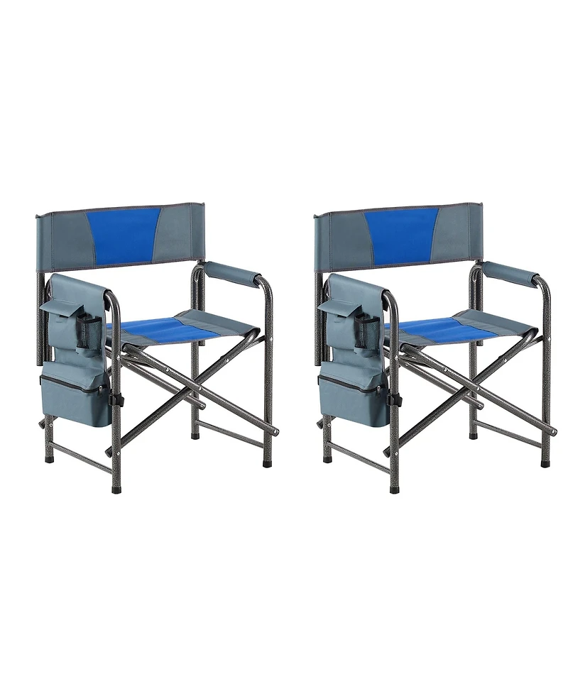 Clihome 2-piece Padded Folding Outdoor Chair with Storage Pockets