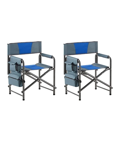 Clihome 2-piece Padded Folding Outdoor Chair with Storage Pockets