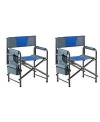 Clihome 2-piece Padded Folding Outdoor Chair with Storage Pockets