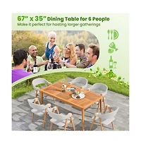Boyel Living 6-Person Outdoor Acacia Wood Rectangular Bistro Dining Table