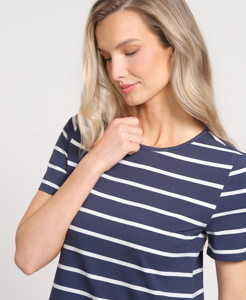 Isaac Mizrahi Women's Striped Crewneck Midi Dress