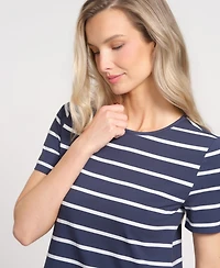 Isaac Mizrahi Women's Striped Crewneck Midi Dress