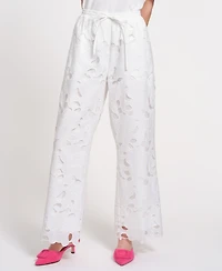 Isaac Mizrahi Women's Eyelet Drawstring Pants