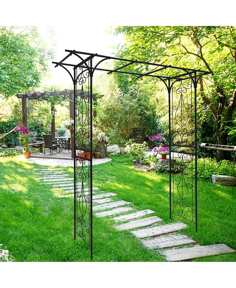 Clihome Metal Garden Arch L80.3" x W20.47" x H81.1" Climbing Plants Support Rose Arch Outdoor