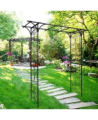 Clihome Metal Garden Arch L80.3" x W20.47" x H81.1" Climbing Plants Support Rose Arch Outdoor