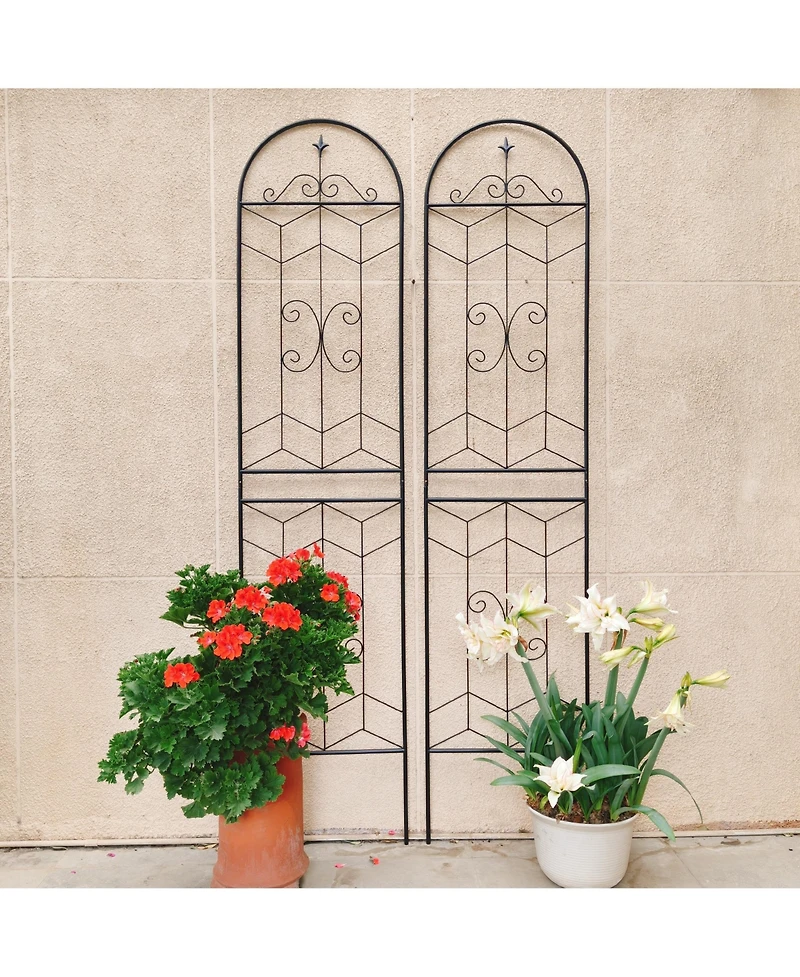 Clihome Metal Garden Trellis 86.7" x 19.7" Rustproof Trellis for Climbing Plants Outdoor Flower Support