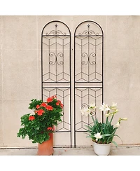 Clihome Metal Garden Trellis 86.7" x 19.7" Rustproof Trellis for Climbing Plants Outdoor Flower Support