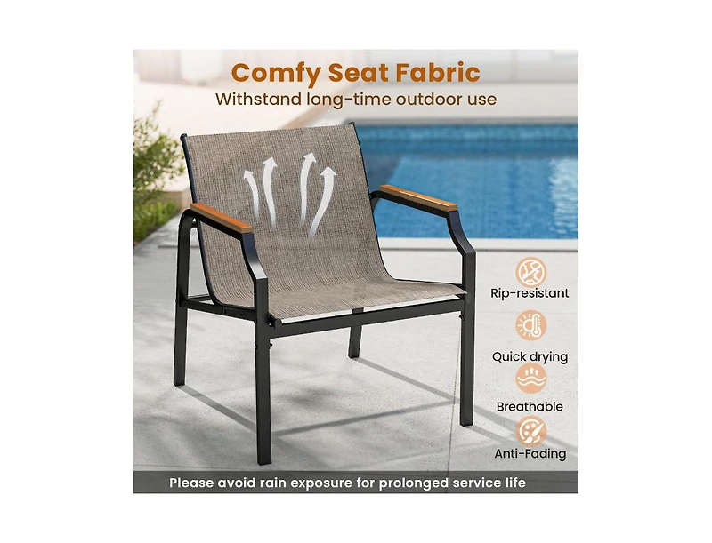 Boyel Living 3 Piece Outdoor Chair Set with Breathable Fabric Seat and Armrests