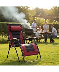 Clihome Oversized Padded Zero Gravity Chair, Foldable Patio Recliner, 30" Wide Seat Anti Gravity Lounger