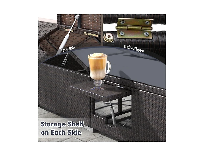 Boyel Living Patio Double Chaise Lounge with Cushions and Folding Side Trays
