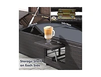 Boyel Living Patio Double Chaise Lounge with Cushions and Folding Side Trays