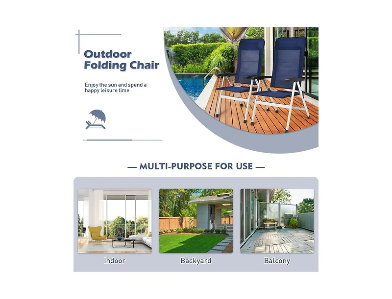 Boyel Living 2Pcs Patio Dining Chair with Adjustable Portable Headrest