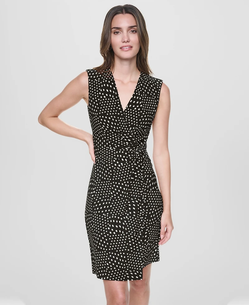 Dkny Women's Sleeveless V-Neck Side Knot Dress
