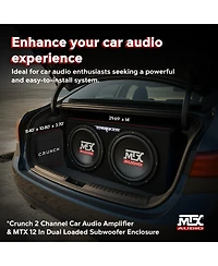 Crunch 2 Channel Car Audio Amplifier and Mtx 12 Inches Dual Loaded Subwoofer Enclosure