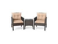 Boyel Living 3 Pieces Patio Pe Wicker Furniture Set with Cushions for Porch and Balcony