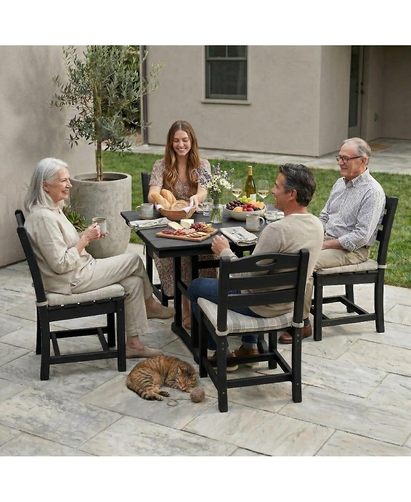 Asagikoiai 5-Piece All-Weather Hdpe Outdoor Dining Set with Umbrella Hole