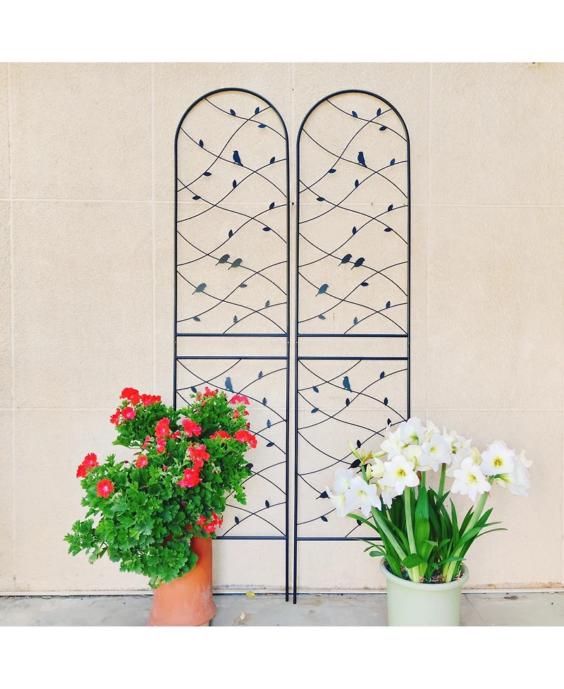 Clihome Metal Garden Trellis 86.7" x 19.7" Rustproof Trellis for Climbing Plants Outdoor Flower Support