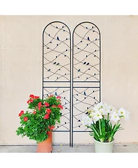 Clihome Metal Garden Trellis 86.7" x 19.7" Rustproof Trellis for Climbing Plants Outdoor Flower Support