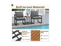 Boyel Living 3 Pieces Aluminum Frame Weatherproof Outdoor Conversation Set with Soft Cushions